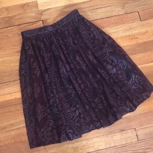 PARKER burgundy lace knee length skirt